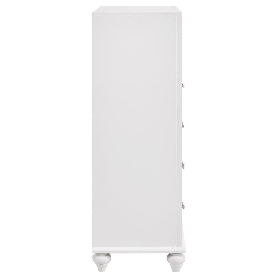 Barzini - 5 - Drawer Bedroom Chest - White Accent Chest modern furniture Contempo Furniture