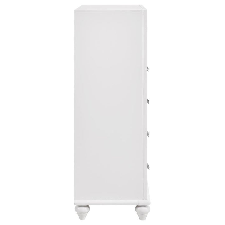 Barzini - 5 - Drawer Bedroom Chest - White Accent Chest modern furniture Contempo Furniture