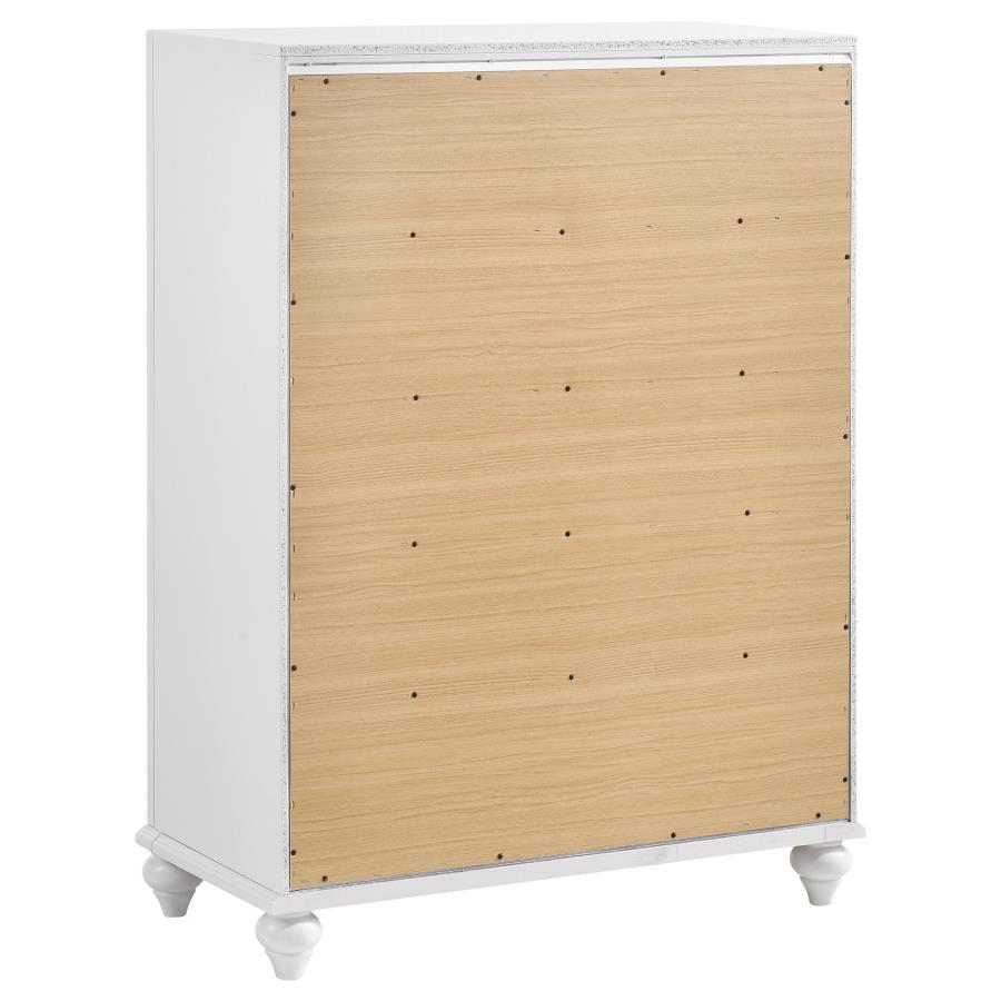 Barzini - 5 - Drawer Bedroom Chest - White Accent Chest modern furniture Contempo Furniture