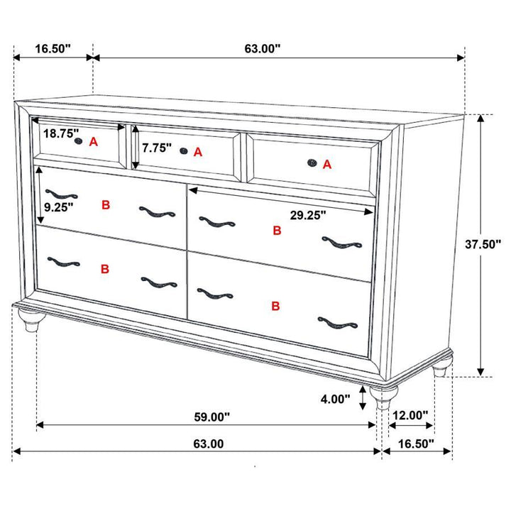 Barzini - 7 - Drawer Dresser - White Dressers modern furniture Contempo Furniture