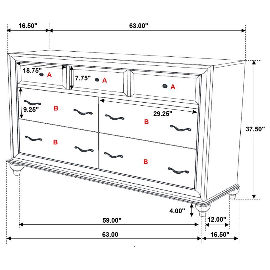 Barzini - 7 - Drawer Dresser - White Dressers modern furniture Contempo Furniture