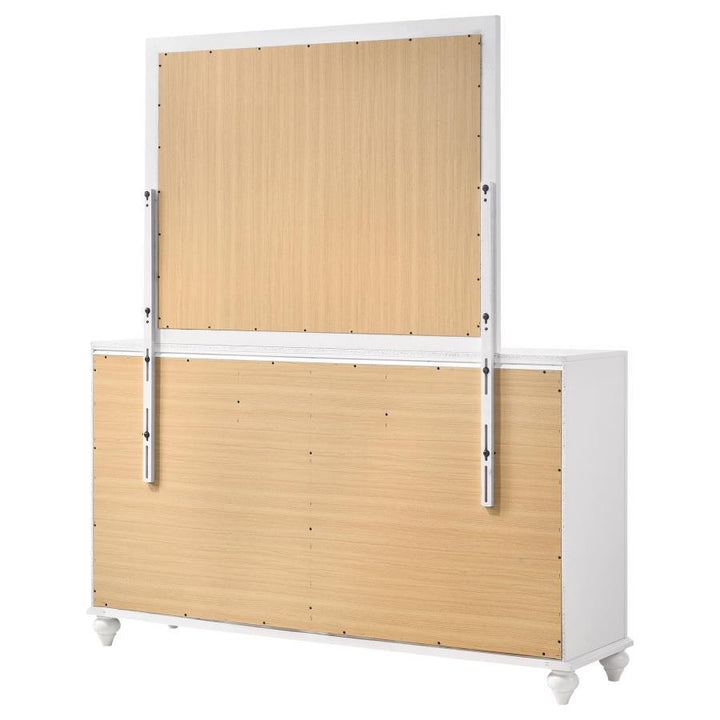 Barzini - 7 - Drawer Dresser With Mirror - White Dresser &amp; Mirror modern furniture Contempo Furniture