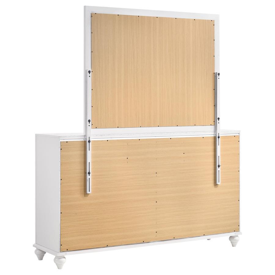 Barzini - 7 - Drawer Dresser With Mirror - White Dresser & Mirror modern furniture Contempo Furniture