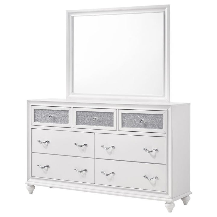 Barzini - 7 - Drawer Dresser With Mirror - White Dresser &amp; Mirror modern furniture Contempo Furniture