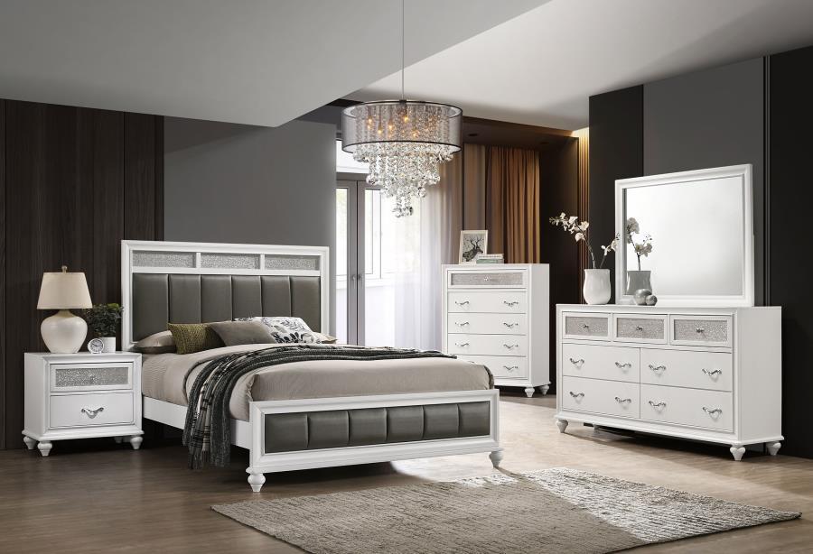 Barzini - 7 - Drawer Dresser With Mirror - White Dresser & Mirror modern furniture Contempo Furniture