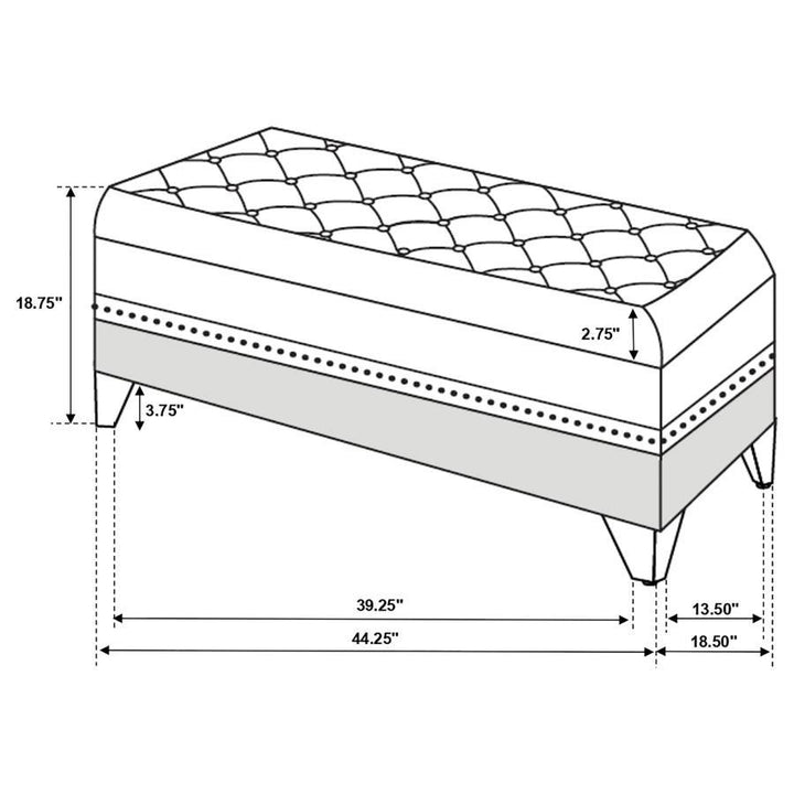 Barzini - Velvet Upholstered Tufted Storage Bench - Black Storage Bench modern furniture Contempo Furniture