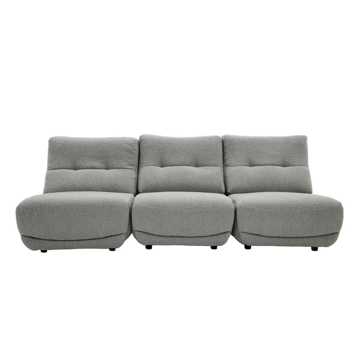 Basil - Modern Grey Fabric Small Sofa With 3 Electric Recliners