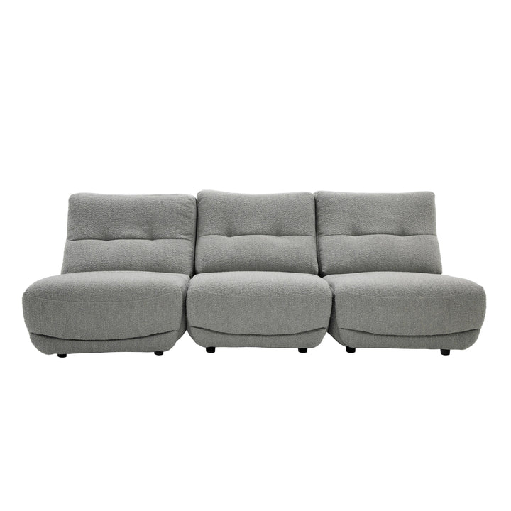 Basil - Modern Grey Fabric Small Sofa With 3 Electric Recliners