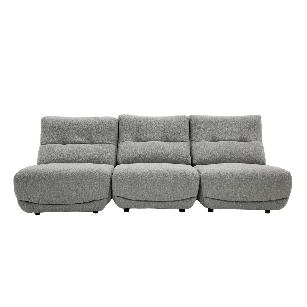 Basil - Modern Grey Fabric Small Sofa With 3 Electric Recliners