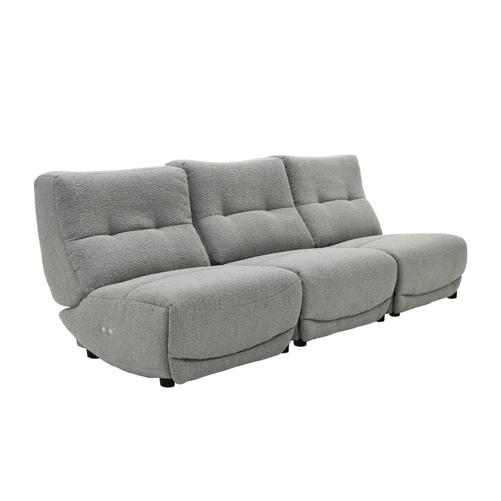 Basil - Modern Grey Fabric Small Sofa With 3 Electric Recliners