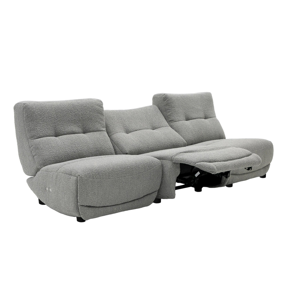Basil - Modern Grey Fabric Small Sofa With 3 Electric Recliners