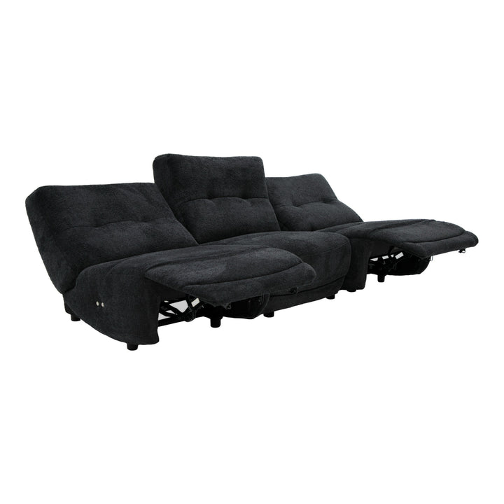 Basil - Modern Dark Grey Fabric Small Sofa With 3 Electric Recliners