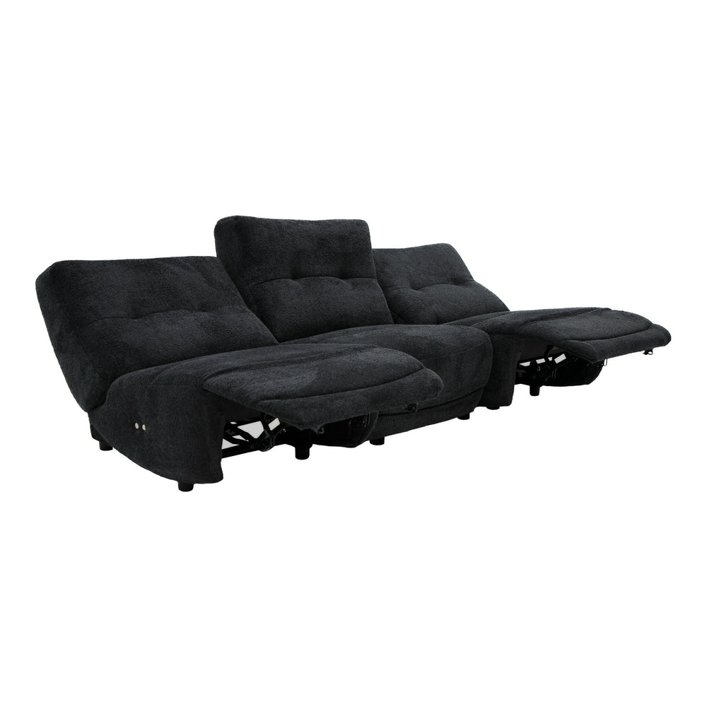 Basil - Modern Dark Grey Fabric Small Sofa With 3 Electric Recliners - View 3