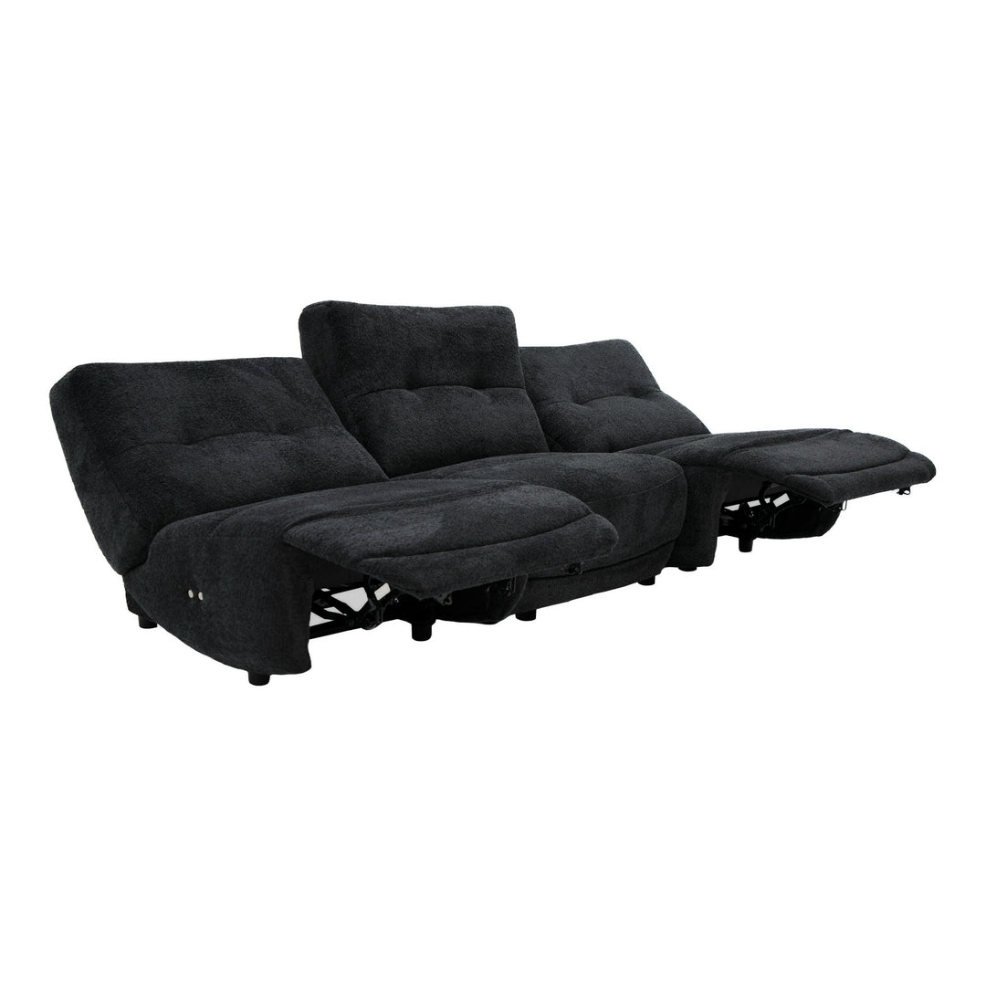 Basil - Modern Dark Grey Fabric Small Sofa With 3 Electric Recliners