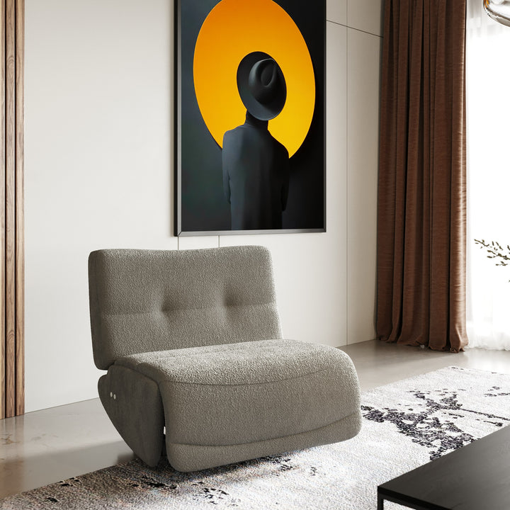 Basil  Modern Grey Fabric Small Electric Recliner Chair