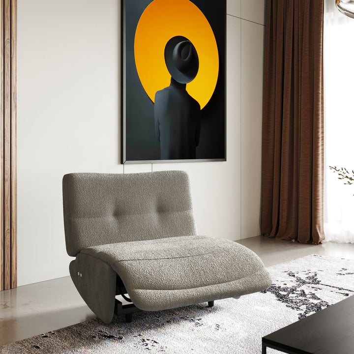 Basil  Modern Grey Fabric Small Electric Recliner Chair