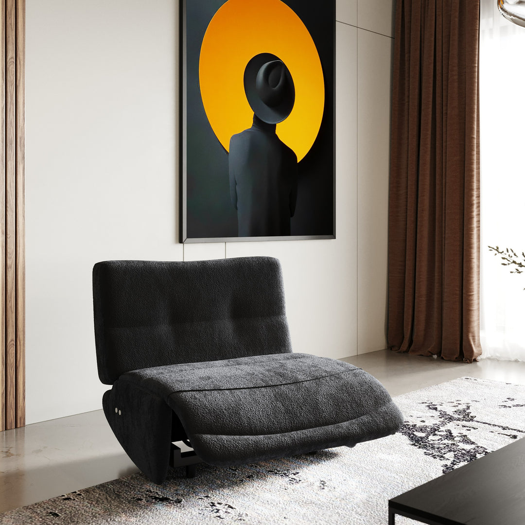 Basil - Modern Dark Grey Fabric Small Electric Recliner Chair