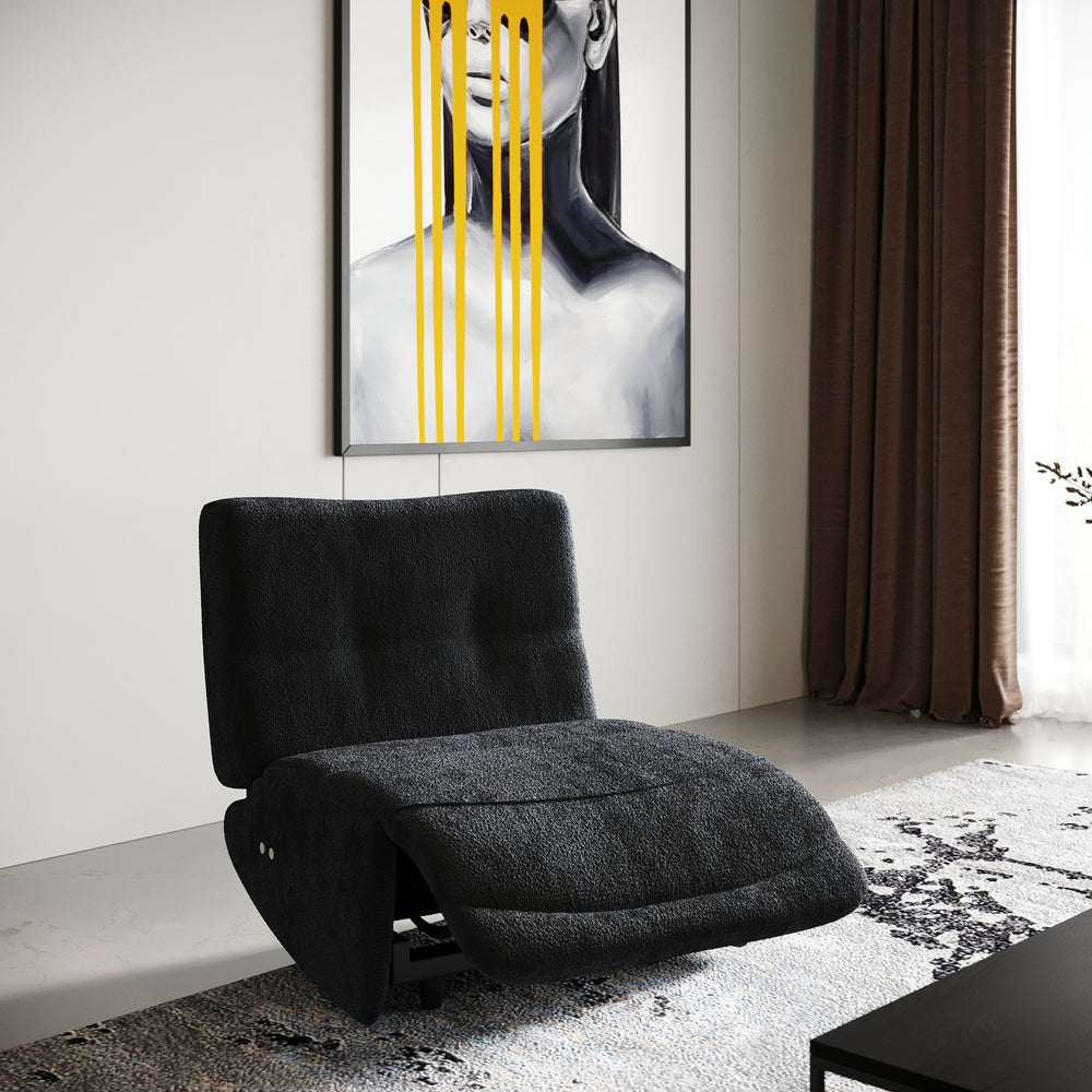 Basil - Modern Dark Grey Fabric Small Sofa With 3 Electric Recliners - View 2
