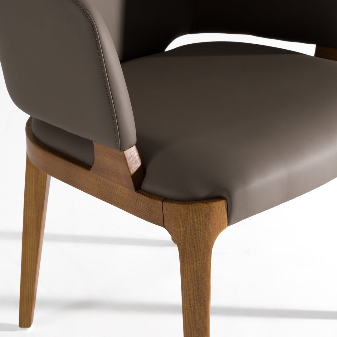 Baskin Brown and Walnut Arm Dining Chair
