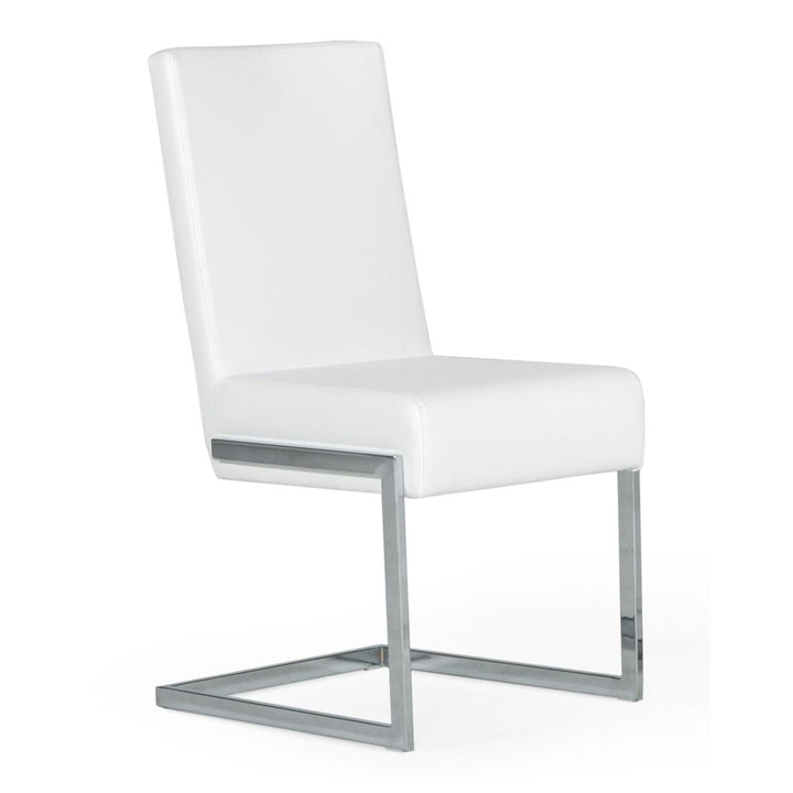 Batavia - Modern White &amp; Stainless Steel Dining Chair (Set of 2)