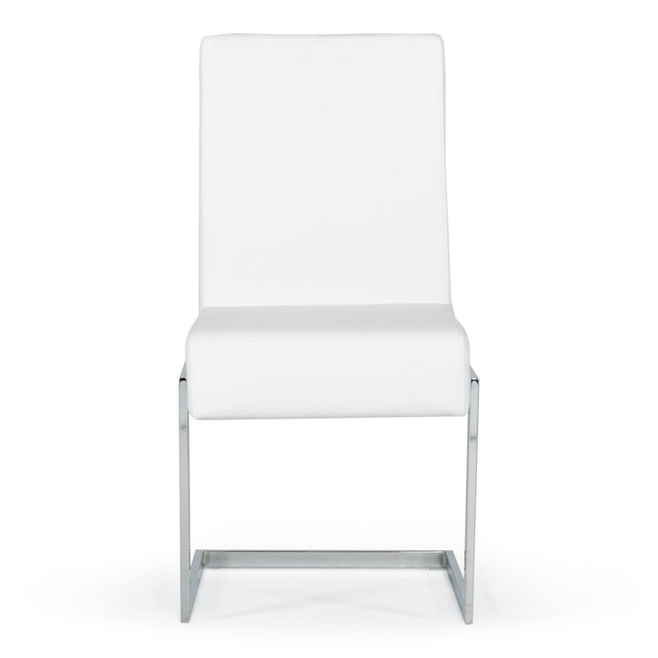 Batavia - Modern White &amp; Stainless Steel Dining Chair (Set of 2)