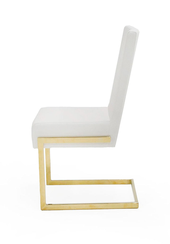 Batavia  Modern White & Gold Dining Chair (Set of 2)