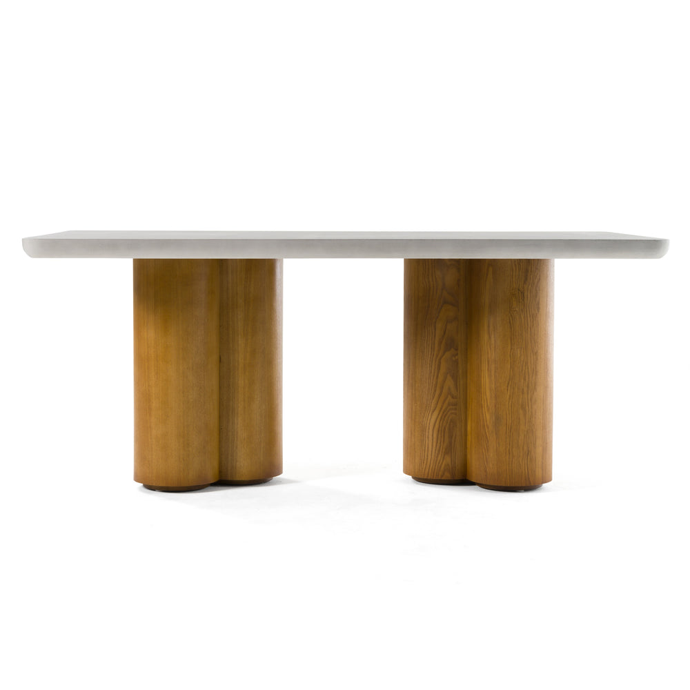 Bateman - Modern Faux Concrete + Walnut Dining Table