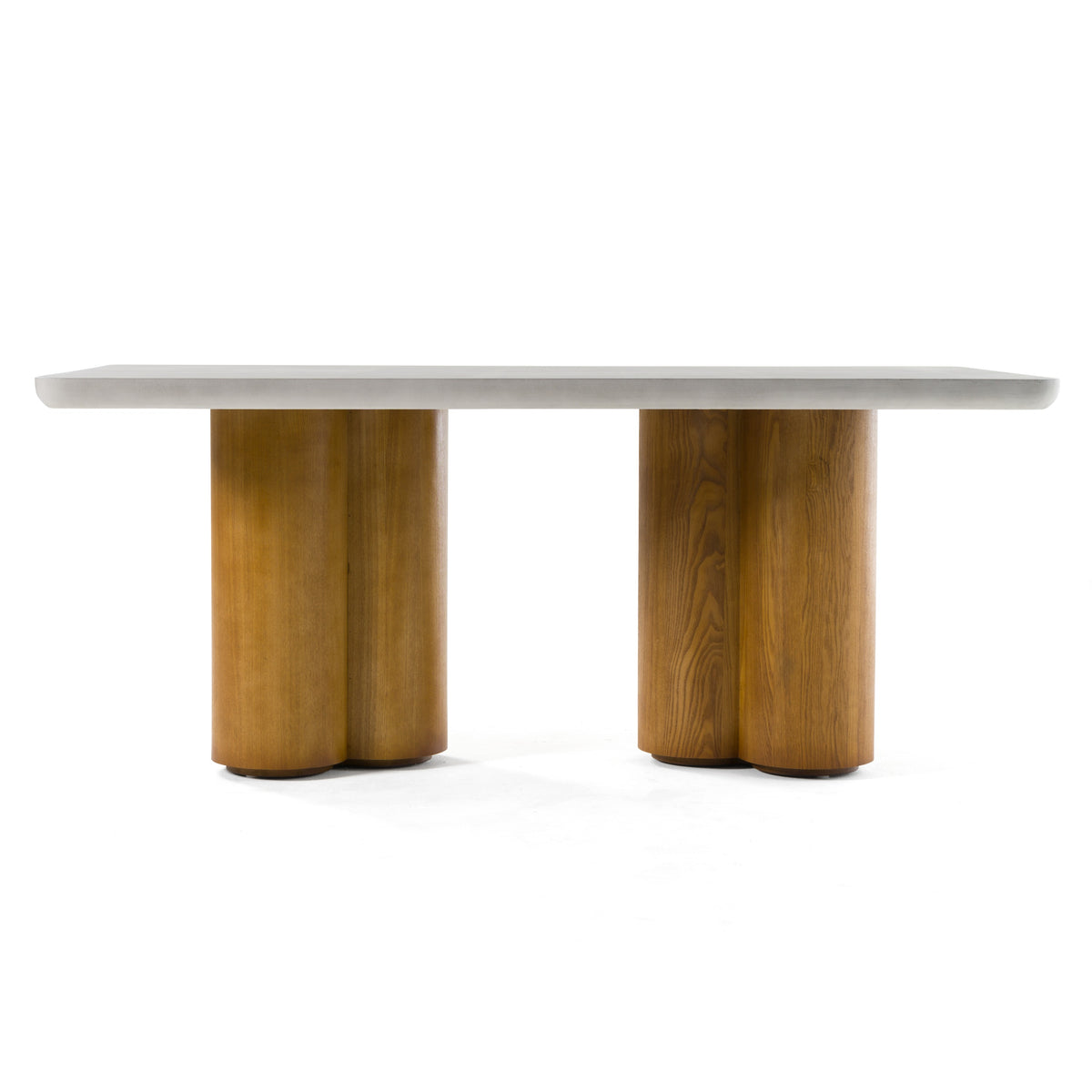 Bateman - Modern Faux Concrete + Walnut Dining Table