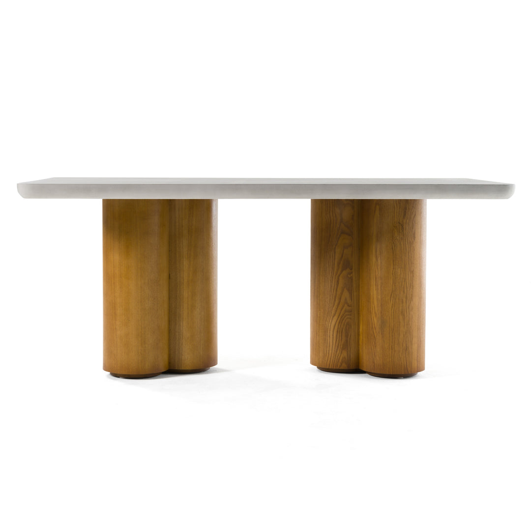 Bateman  Modern Faux Concrete + Walnut Dining Table