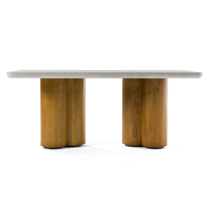 Bateman  Modern Faux Concrete + Walnut Dining Table