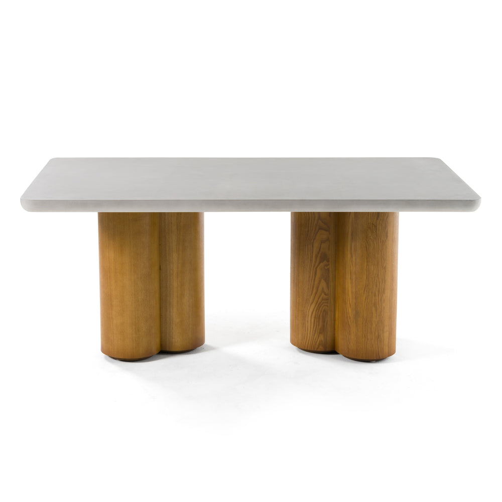 Bateman - Modern Faux Concrete + Walnut Dining Table - View 2