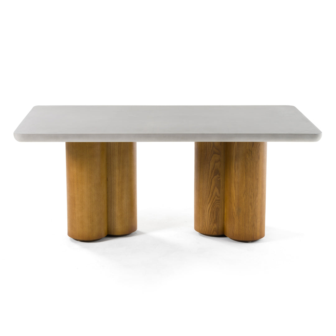 Bateman  Modern Faux Concrete + Walnut Dining Table