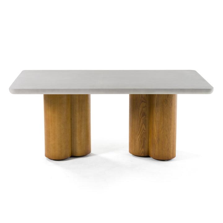 Bateman  Modern Faux Concrete + Walnut Dining Table