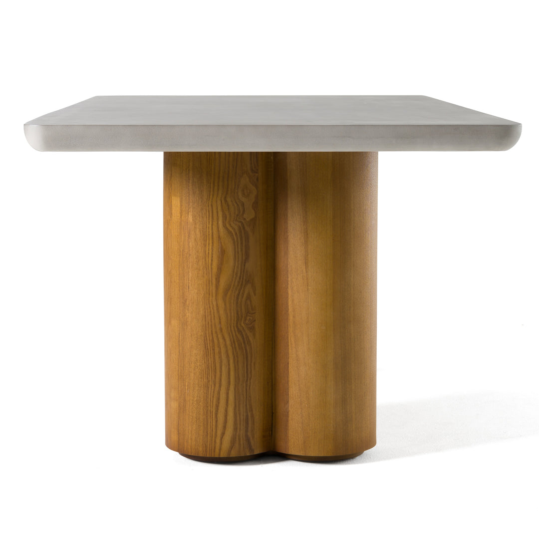 Bateman  Modern Faux Concrete + Walnut Dining Table