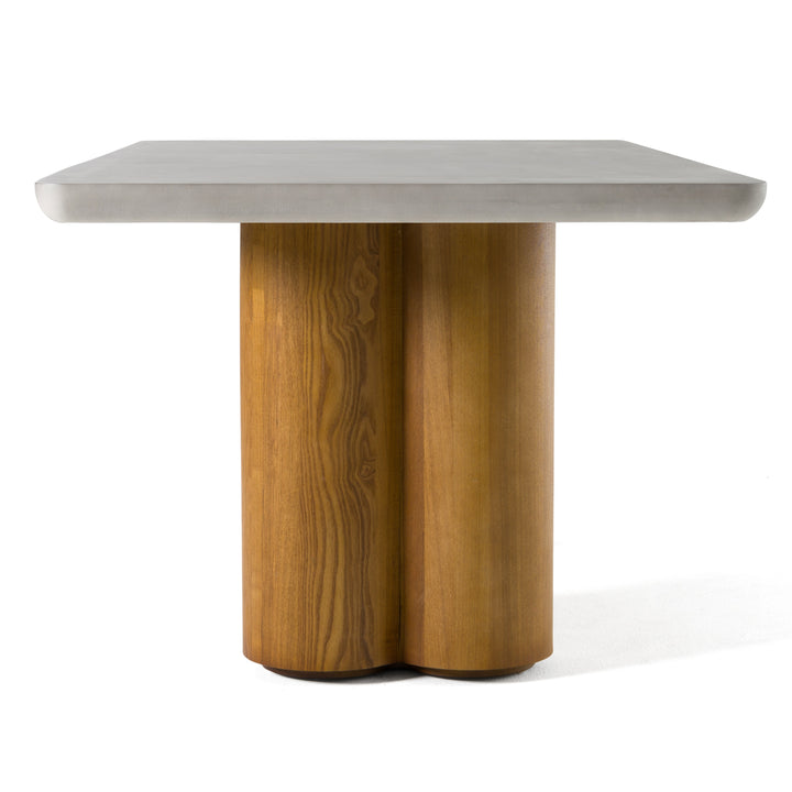 Bateman  Modern Faux Concrete + Walnut Dining Table
