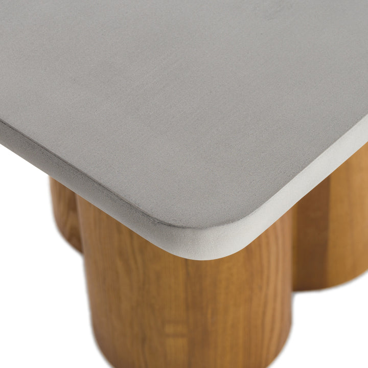 Bateman - Modern Faux Concrete + Walnut Dining Table