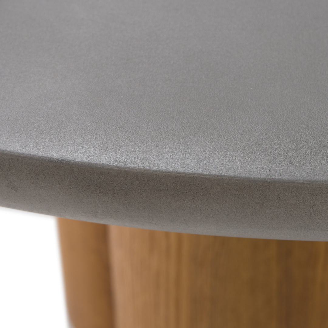 Bateman - Modern Faux Concrete + Walnut Round Dining Table