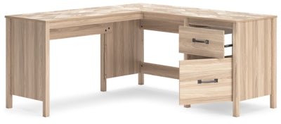 Battelle 60" Home Office Desk with Return - Light Brown Corner Desks modern furniture Contempo Furniture