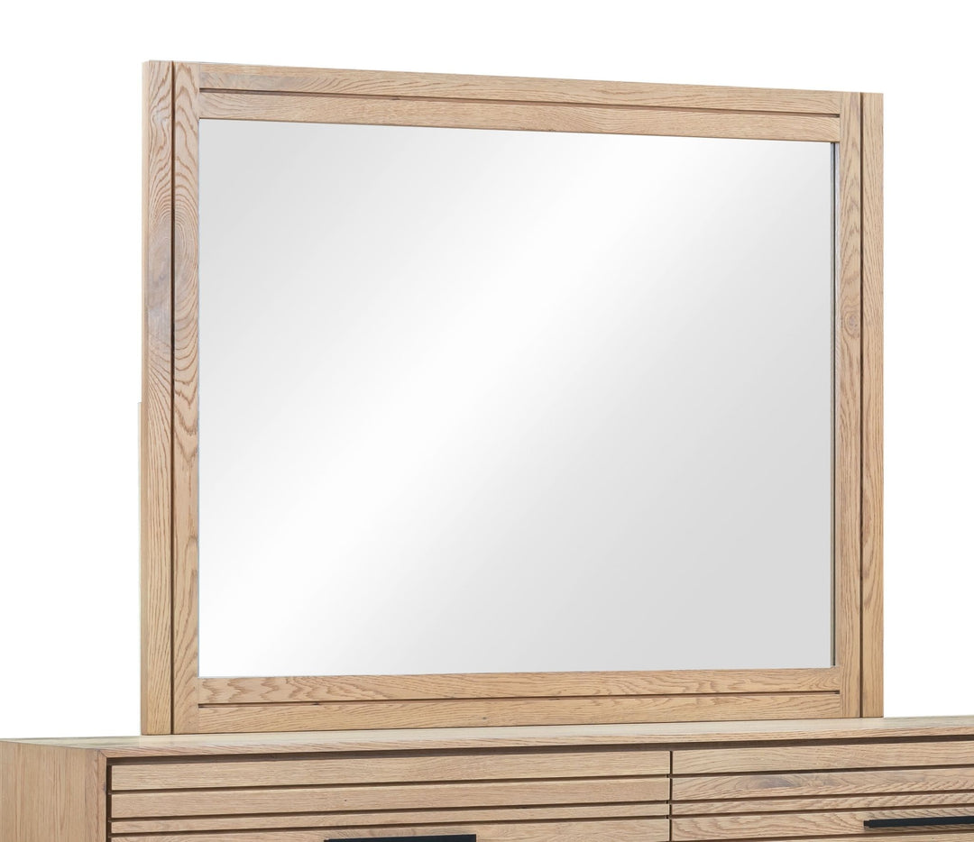 Batten Solid Wood and Mirrored Glass Wall or Dresser Mirror in Blonde Oak Mirror modern furniture Contempo Furniture