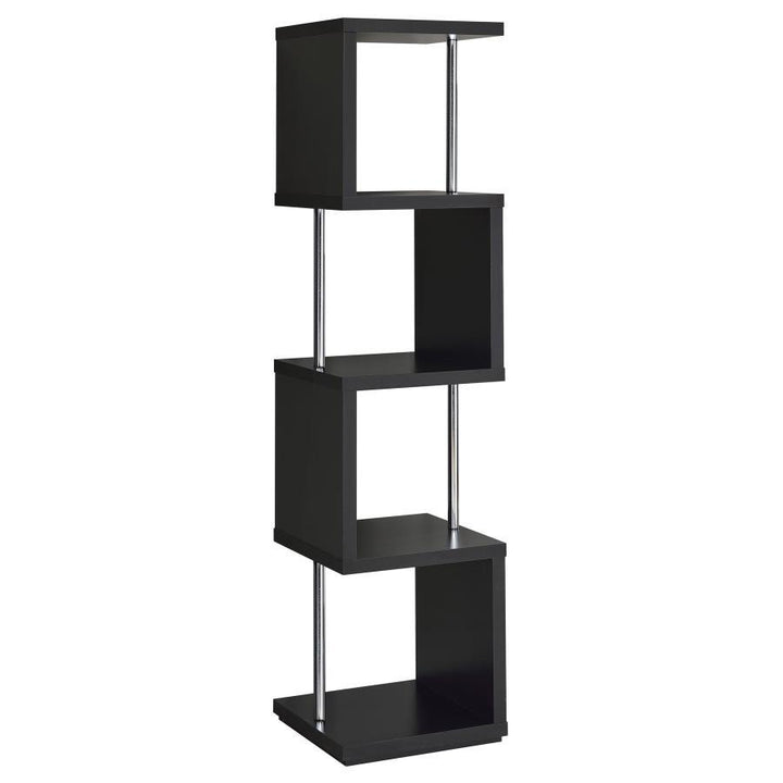 Baxter - 4 - Shelf Bookshelf - Black And Chrome Standard Bookcase modern furniture Contempo Furniture