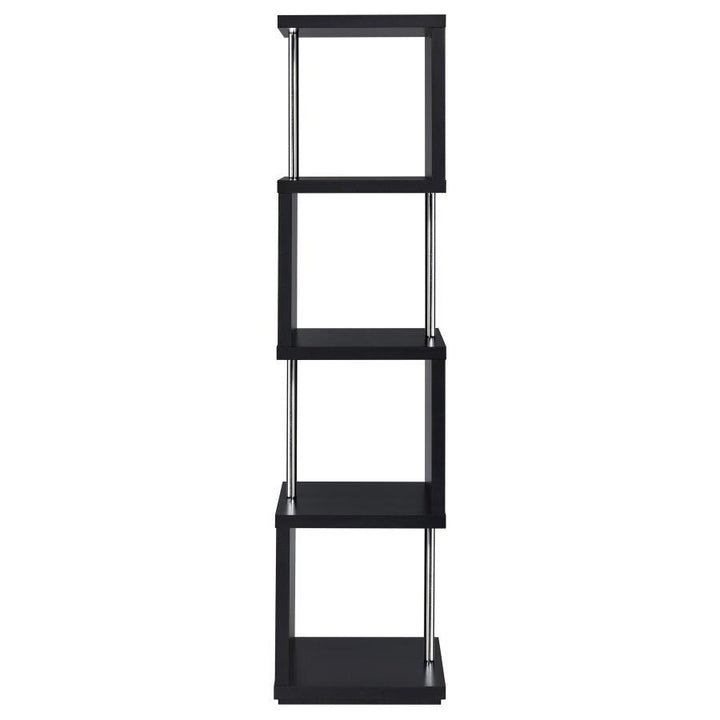 Baxter - 4 - Shelf Bookshelf - Black And Chrome Standard Bookcase modern furniture Contempo Furniture