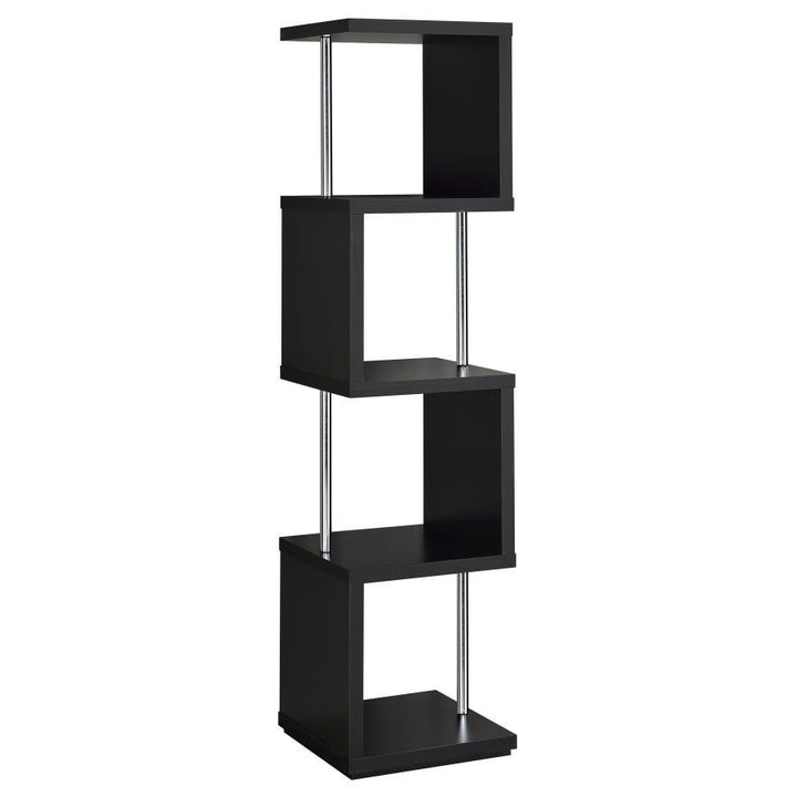 Baxter - 4 - Shelf Bookshelf - Black And Chrome Standard Bookcase modern furniture Contempo Furniture