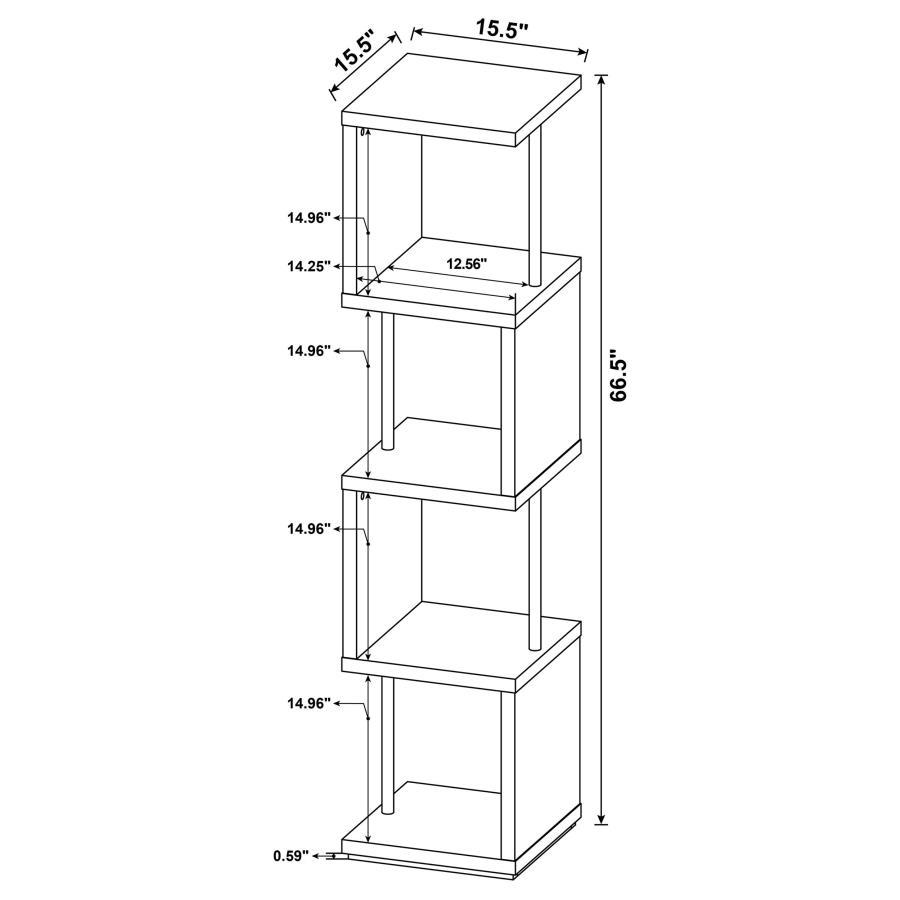 Baxter - 4 - Shelf Bookshelf - Black And Chrome Standard Bookcase modern furniture Contempo Furniture