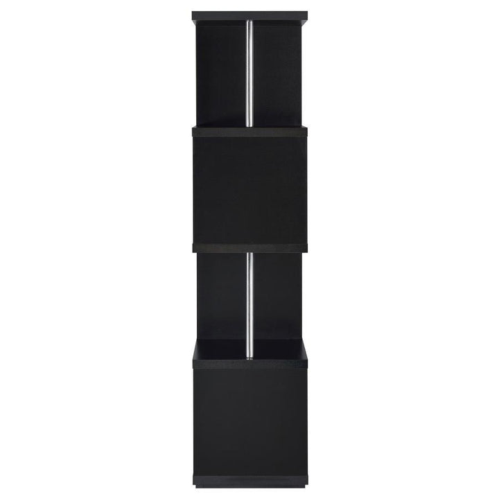 Baxter - 4 - Shelf Bookshelf - Black And Chrome Standard Bookcase modern furniture Contempo Furniture