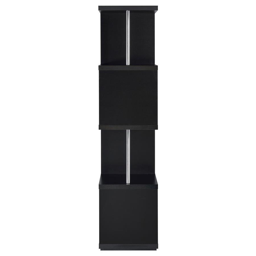 Baxter - 4 - Shelf Bookshelf - Black And Chrome Standard Bookcase modern furniture Contempo Furniture