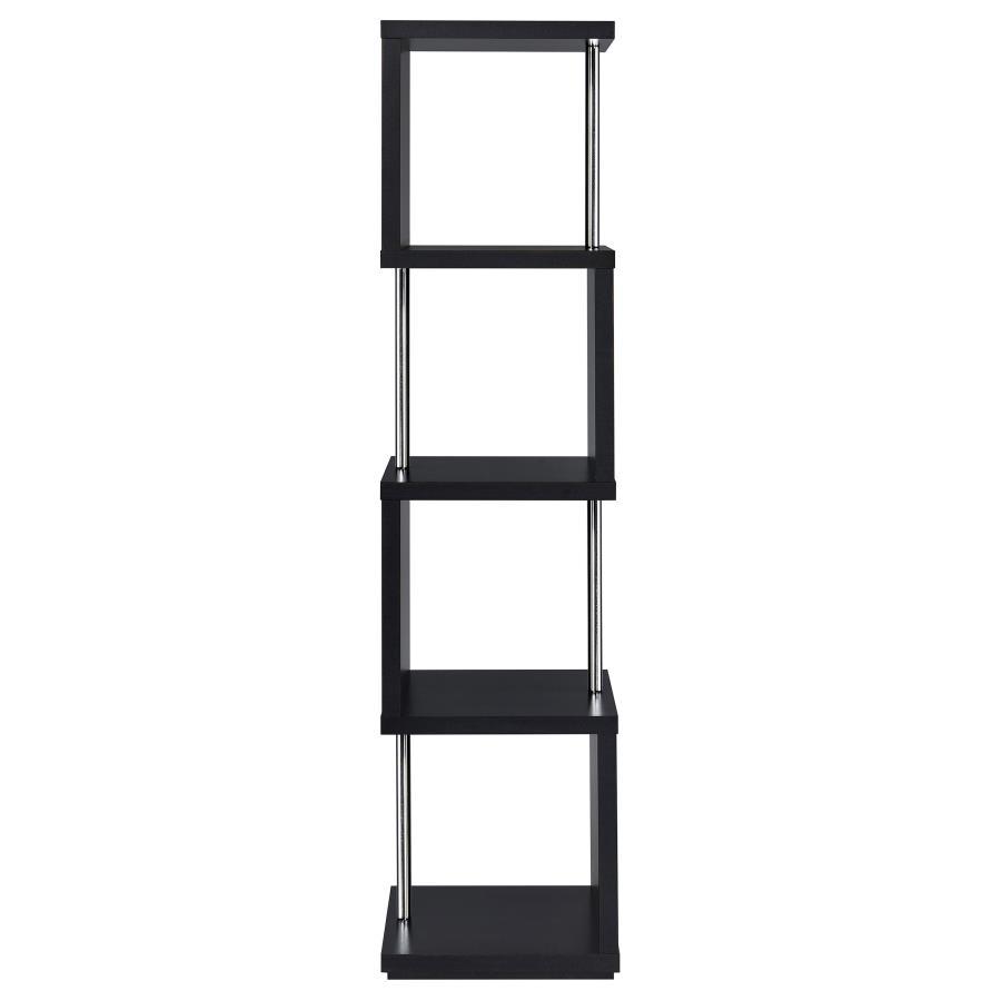 Baxter - 4 - Shelf Bookshelf - Black And Chrome Standard Bookcase modern furniture Contempo Furniture