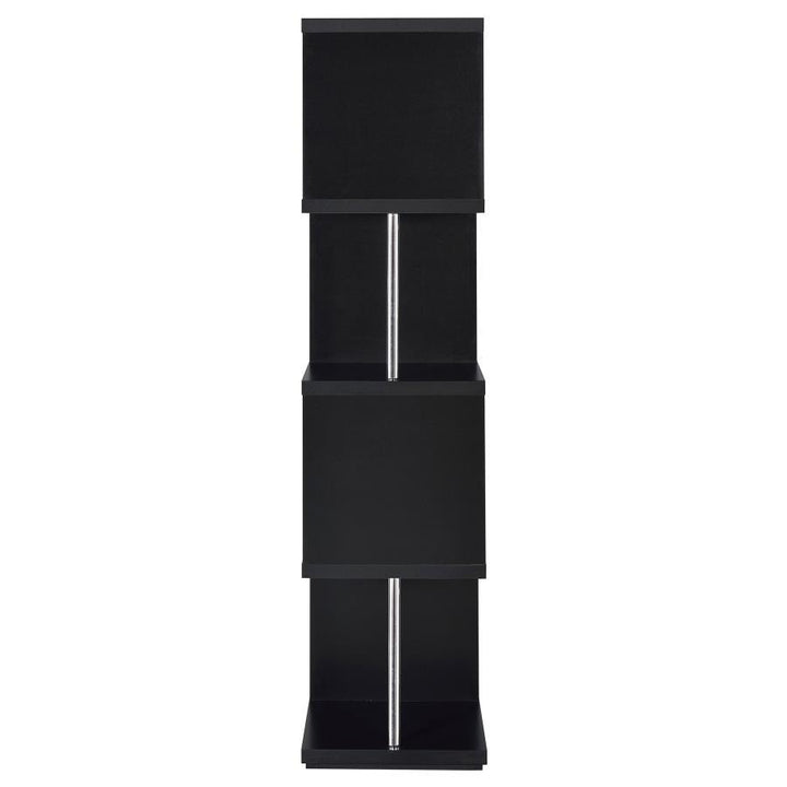 Baxter - 4 - Shelf Bookshelf - Black And Chrome Standard Bookcase modern furniture Contempo Furniture