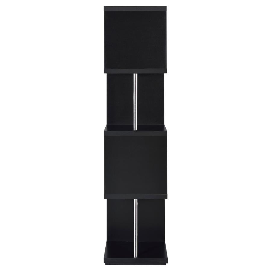 Baxter - 4 - Shelf Bookshelf - Black And Chrome Standard Bookcase modern furniture Contempo Furniture