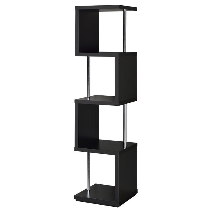 Baxter - 4 - Shelf Bookshelf - Black And Chrome Standard Bookcase modern furniture Contempo Furniture