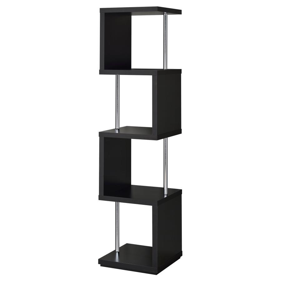 Baxter - 4 - Shelf Bookshelf - Black And Chrome Standard Bookcase modern furniture Contempo Furniture